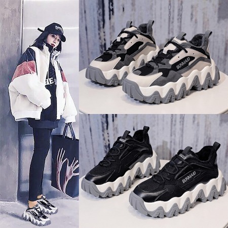New Women's Trendy Plus Velvet Thick-Soled Increased Sports Casual Shoes